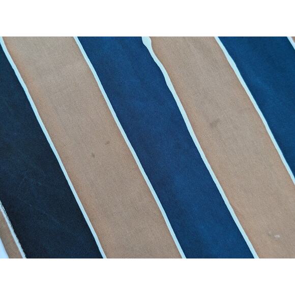 Brown Teal Green White Stripe Silk Rectangular Scarf - Picture 7 of 13